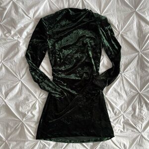 Elegant Velvet Green Dress